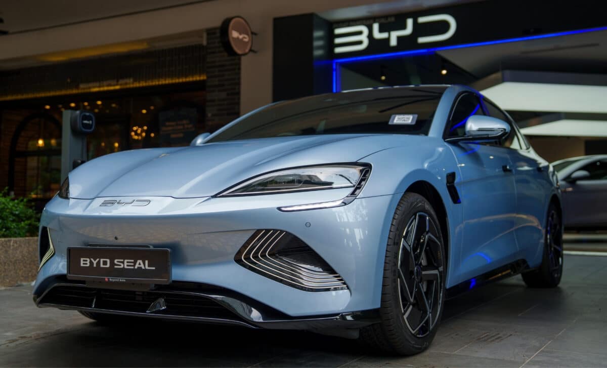A light blue BYD Seal