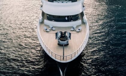 Aston Martin Valhalla modeled on the deck of the Yacht Here Comes the Sun