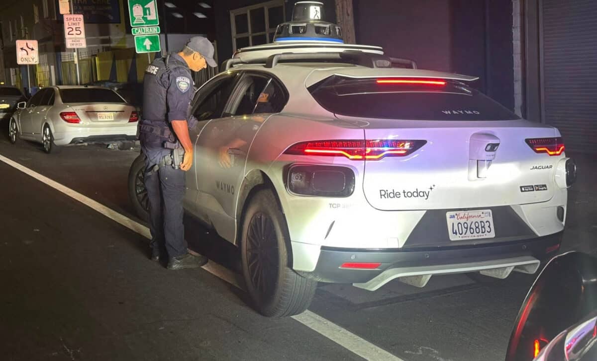 Waymo taxi stopped by police