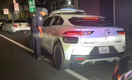 Waymo taxi stopped by police