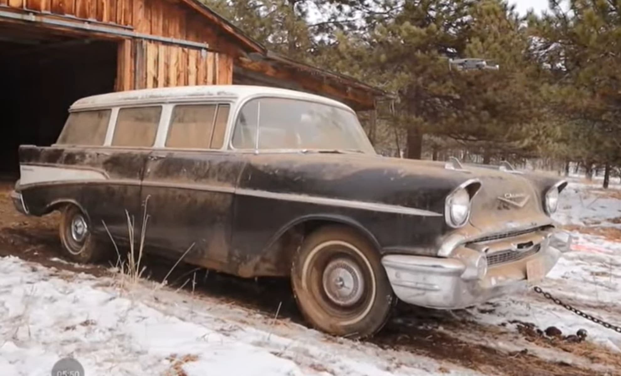 1957 Chevy 210 Townsman barn find.